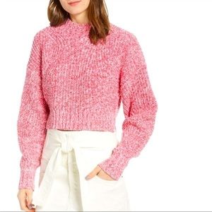 Rebecca Minkoff Pink and White knit crop sweater
